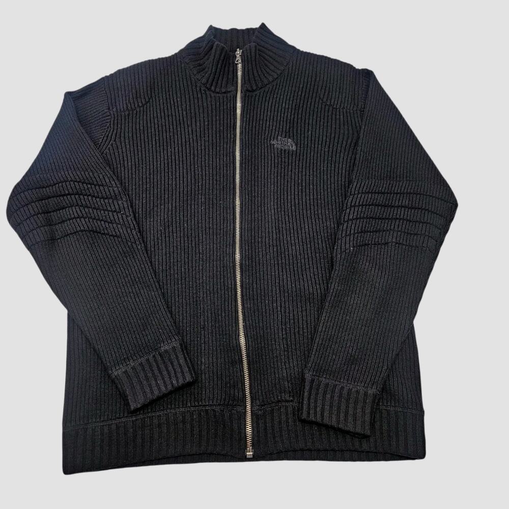 The North Face Mens Black Full Zip Sweater Padded Thick Ski Hike Large Y2K